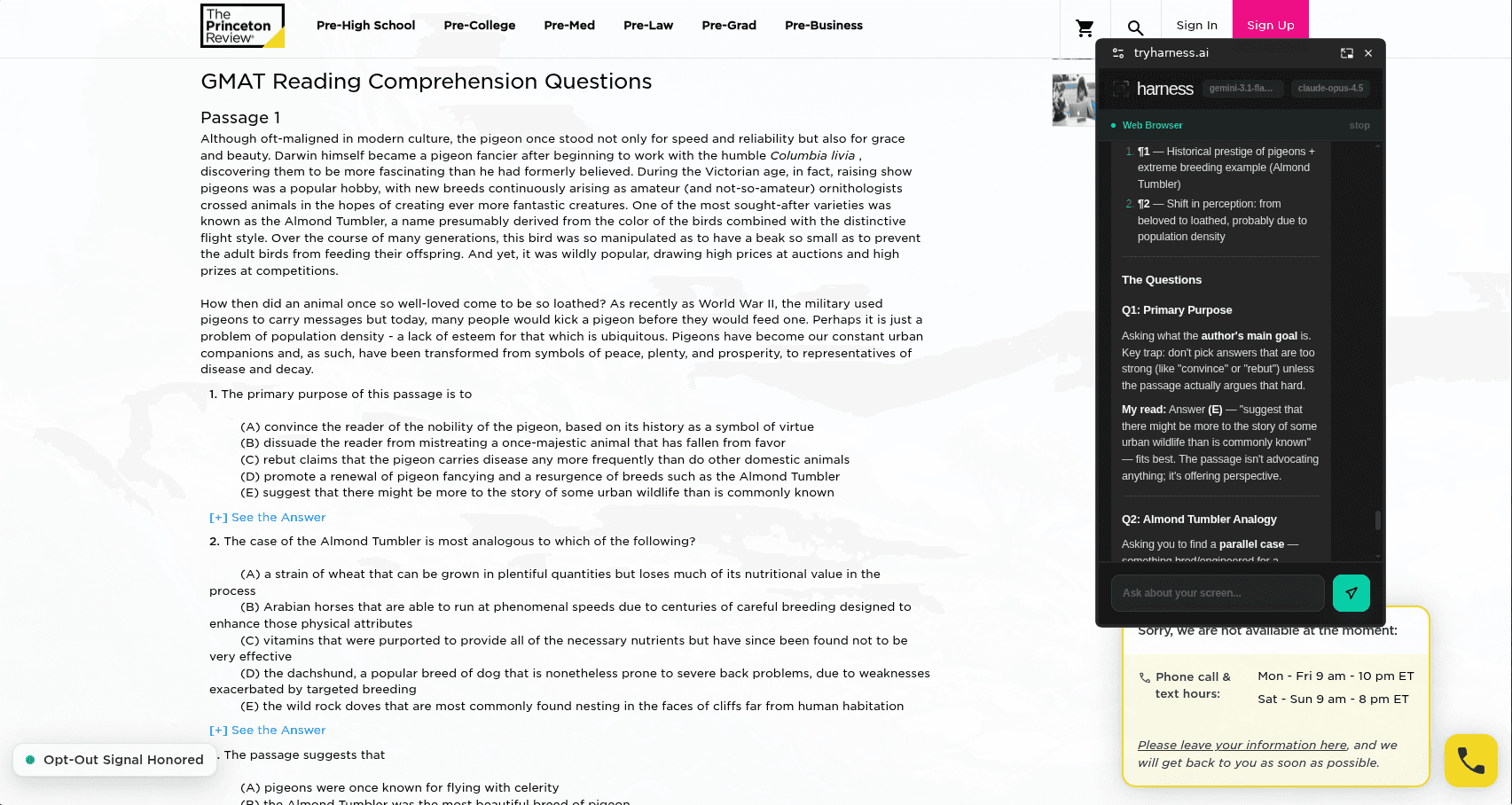 Harness breaking down GMAT reading comprehension questions